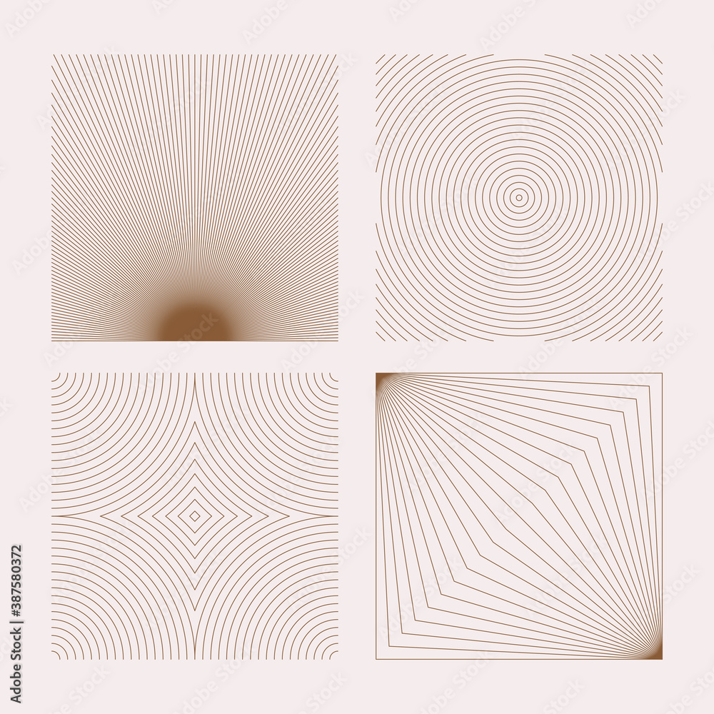 Fototapete Vector abstract textures in linear simple style - sun rays and waves