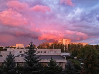 sunset over the city