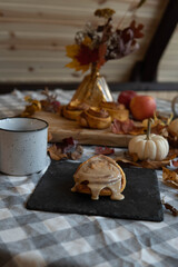 Obraz na płótnie Canvas Cinnamon roll in a fall theme setting 