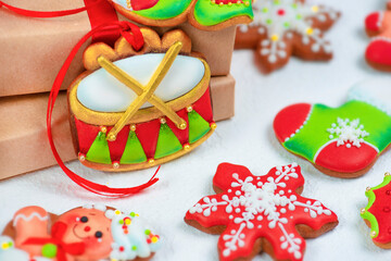 Christmas gingerbread on a white background.