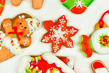 Fototapeta na wymiar Christmas gingerbread on a white background.