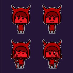 Cute red devil. Demon character. Illustration vector