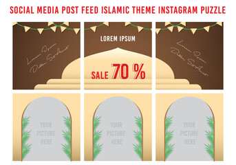 Fototapeta na wymiar Islamic Theme Social Media Post Feed Template