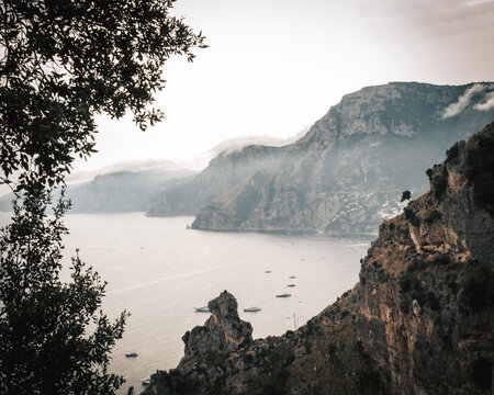 View of the Italian west coast while jiking the path of Gods near Sorrento.