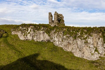 Historical Dunseverick Castle ruins, Atlantic Ocean, Causeway Coast and Glens, Causeway Coastal Route, Area of outstanding Natural Beauty, County Antrim, Northern Ireland