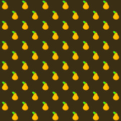 yellow peach green leaf on dark brown background repeat pattern