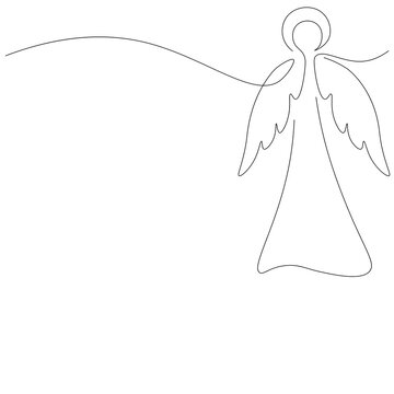 Christmas angel line drawing vector illustration
