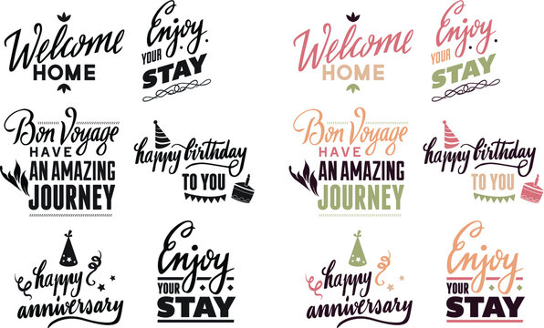 Simple Common  Phrases Typographic Vector Elements