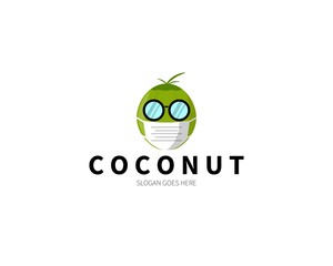 Apple wears mask Logo Concept. Vector Design Illustration. Symbol and Icon Vector Template.