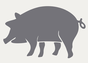 Pig in the form of a logo and emblem.