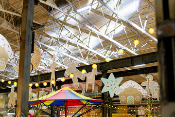 PERM, RUSSIA - DECEMBER 27, 2019: Christmas and New Year Fair Exhibition with sweets and sweets. Sweet land. Perm, Russia.