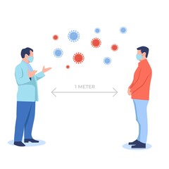 social distancing to prevent corona virus. stay safe during covid-19 pandemic. vector flat illustration on white background