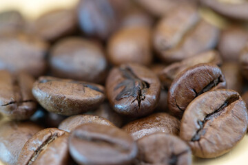 Coffee beans in macro view 