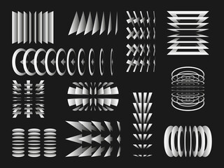 Geometric shapes. Flipped images shapes. Memphis design. Collection trendy vector geometric shapes. Vector illustration