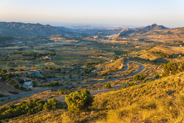 Dawn in the mountain pass of La Carrasqueta, Alicante.