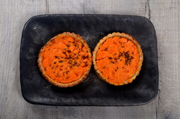 Traditional Latvian carrot at the sklandrausis. Latvian dessert at Sklandrausis with carrot and rye...