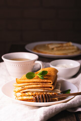 A stack of freshly baked pancakes for breakfast