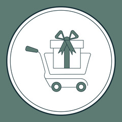 Vector Icon Shopping cart with gift box