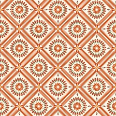 bright seamless pattern with square tiles and stylized flowers