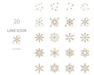 Fototapeta na wymiar set of snowflake thin line icons, winter season, christmas event