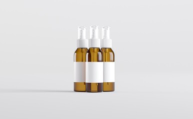 Amber Spray Bottle Mockup 3D Illustration