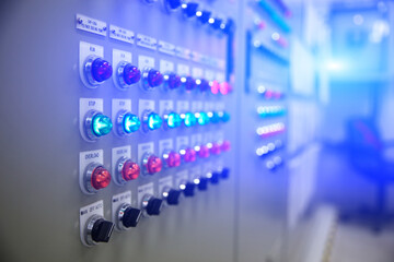 Switch and light control panel with blue light effect, Factory control panel with buttons