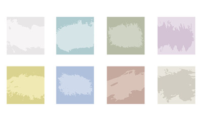 Pastel social media post templates set. Minimal square web banner templates. Abstract artistic backgrounds with hand drawn watercolor paintbrush texture. Suitable for social media posts, mobile apps