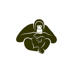 Orangutan logo design vector template, Illustration design Orangutan Monkey, Symbol Icon