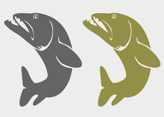 Pike fish logo and emblem set.