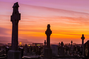 sunset at the cementery