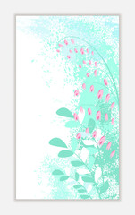 Trendy social media story template with floral elements. Suitable for social media stories, posts, mobile apps, banners, posters, cards and covers. Abstract watercolor background with leaves flowers