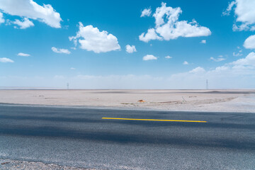 road in the desert to the sky