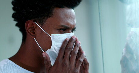 Black African man wearing covid-19 face mask