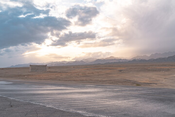 sunset in the mountains and desert