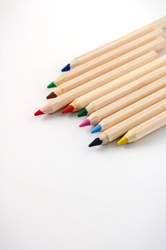 Color pencils isolated on white background with copy space