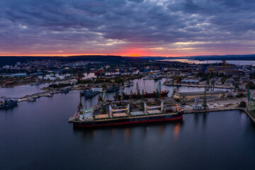 Fototapeta na wymiar Aerial view over port Varna