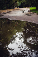 Rainy and empty city park