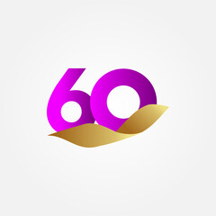 60 Years Anniversary Purple Celebration Vector Template Design Illustration