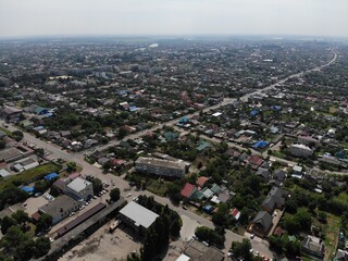 Russian village from a height in summer