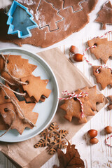 background of christmas gingerbread in the shape of a tree