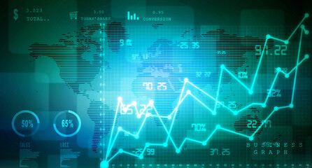 2d rendering Stock market online business concept. business Graph 