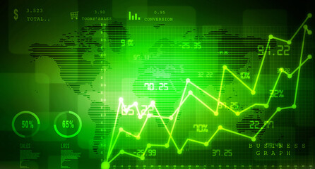 2d rendering Stock market online business concept. business Graph 