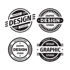 Design graphic badge logo vector set in retro vintage style. Premium quality, limited edition. Emblem template collection.  - 387602908
