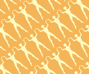 Seamless pattern dancing silhouettes, hand drawn illustration. Party label template. Creative background with ballerina