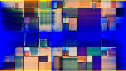rendu numérique d'un travail sur une composition géométrique, abstraite et rythmée par les couleurs