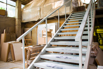 Metal stairs in the factory