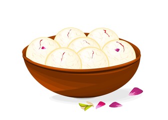 Rasgulla Bengali indian Sweet Dish Food Vector