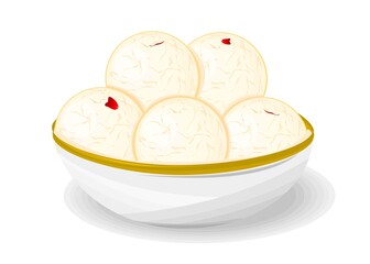 Rasgulla Bengali indian Sweet Dish Food Vector