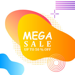 summer mega sale poster promotion with abstract bubble and gradient liquid shape for social media advertisement