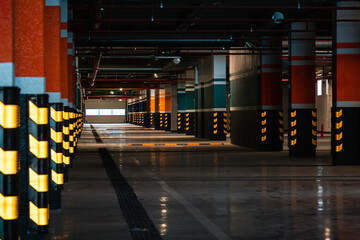 Empty Large Underground Parking Garage